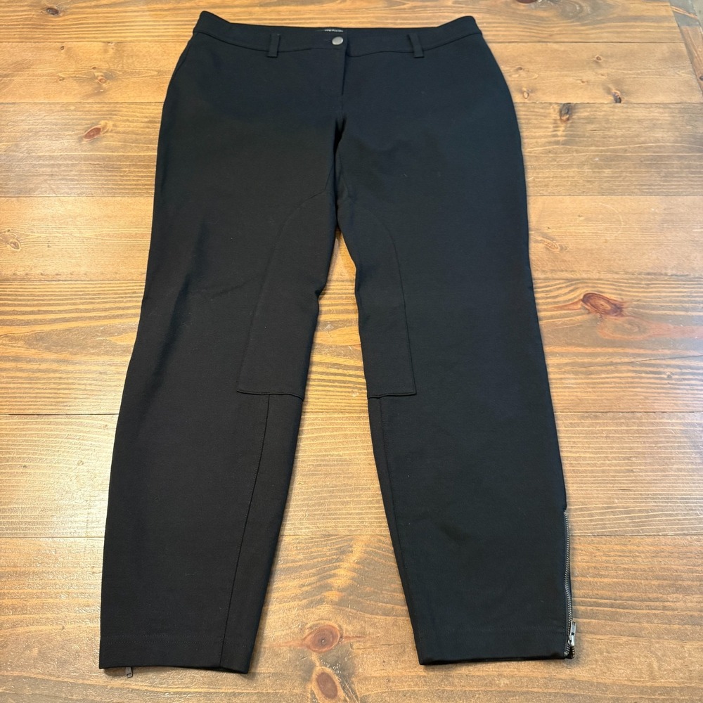 Eileen Fisher Pants Womens Petite Large Equestrian Ponte Riding Rayon Black Crop